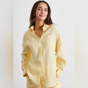 Banana Republic Soft Wash Linen Blend Shirt in Neon Lemon, Small